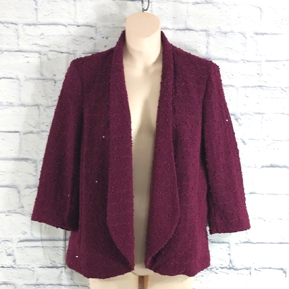 🔵BOGO FREE🔵 Alfred Dunner Purple Jacket Blazer Purple Sequined Sz 12P